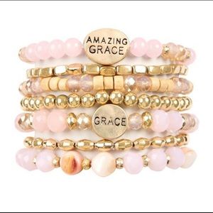 AMAZING GRACE CHARM MIX BEADS BRACELET